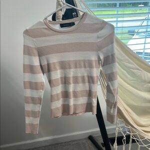 Striped Beige and White Long Sleeve Top